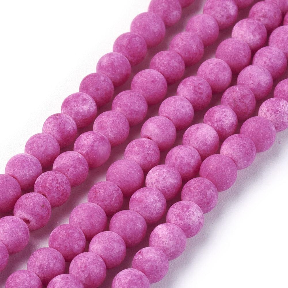 Edelsteen kraal rond jade mat fuchsia 4mm - 20 stuks-Kralen-Kraaltjes van Renate