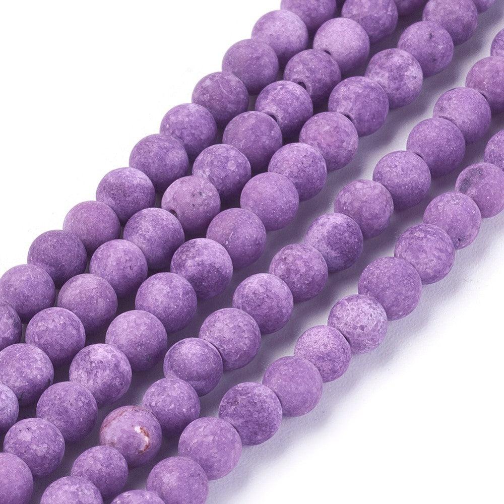 Edelsteen kraal rond jade mat paars 4mm - 20 stuks-Kralen-Kraaltjes van Renate