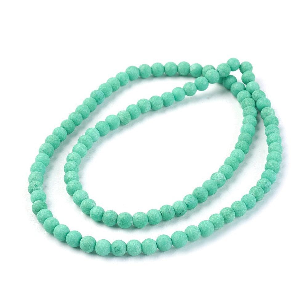 Edelsteen kraal rond jade mat turquoise groen 4mm - 20 stuks-Kralen-Kraaltjes van Renate