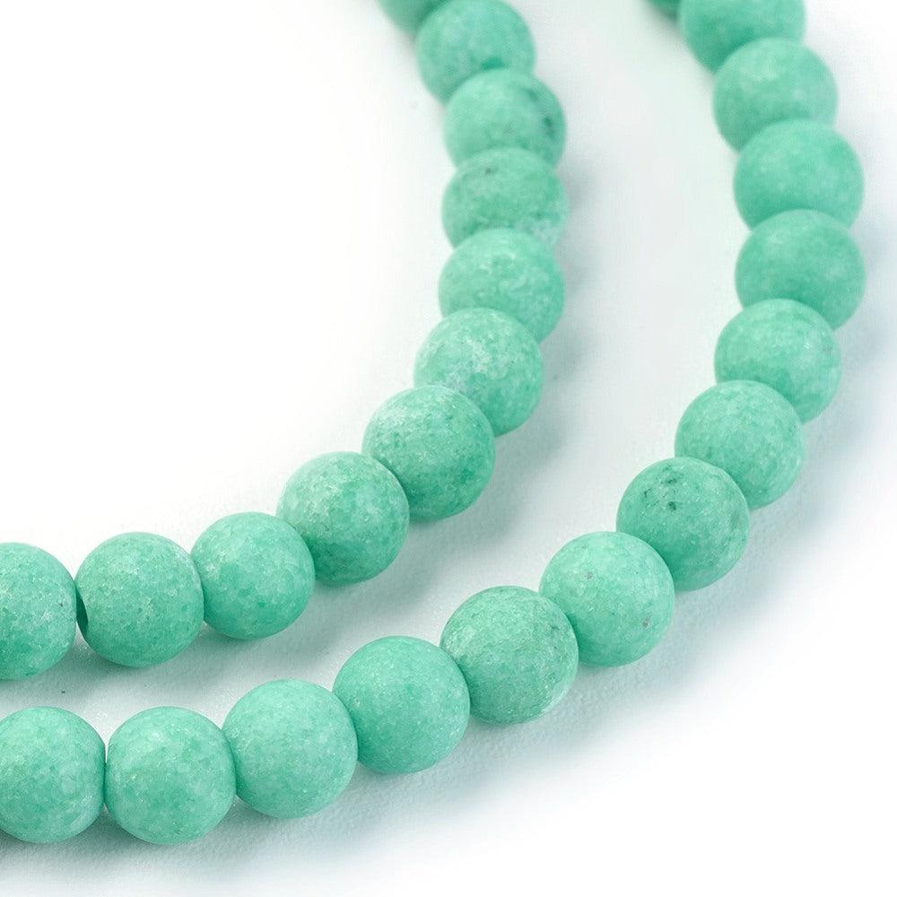 Edelsteen kraal rond jade mat turquoise groen 4mm - 20 stuks-Kralen-Kraaltjes van Renate