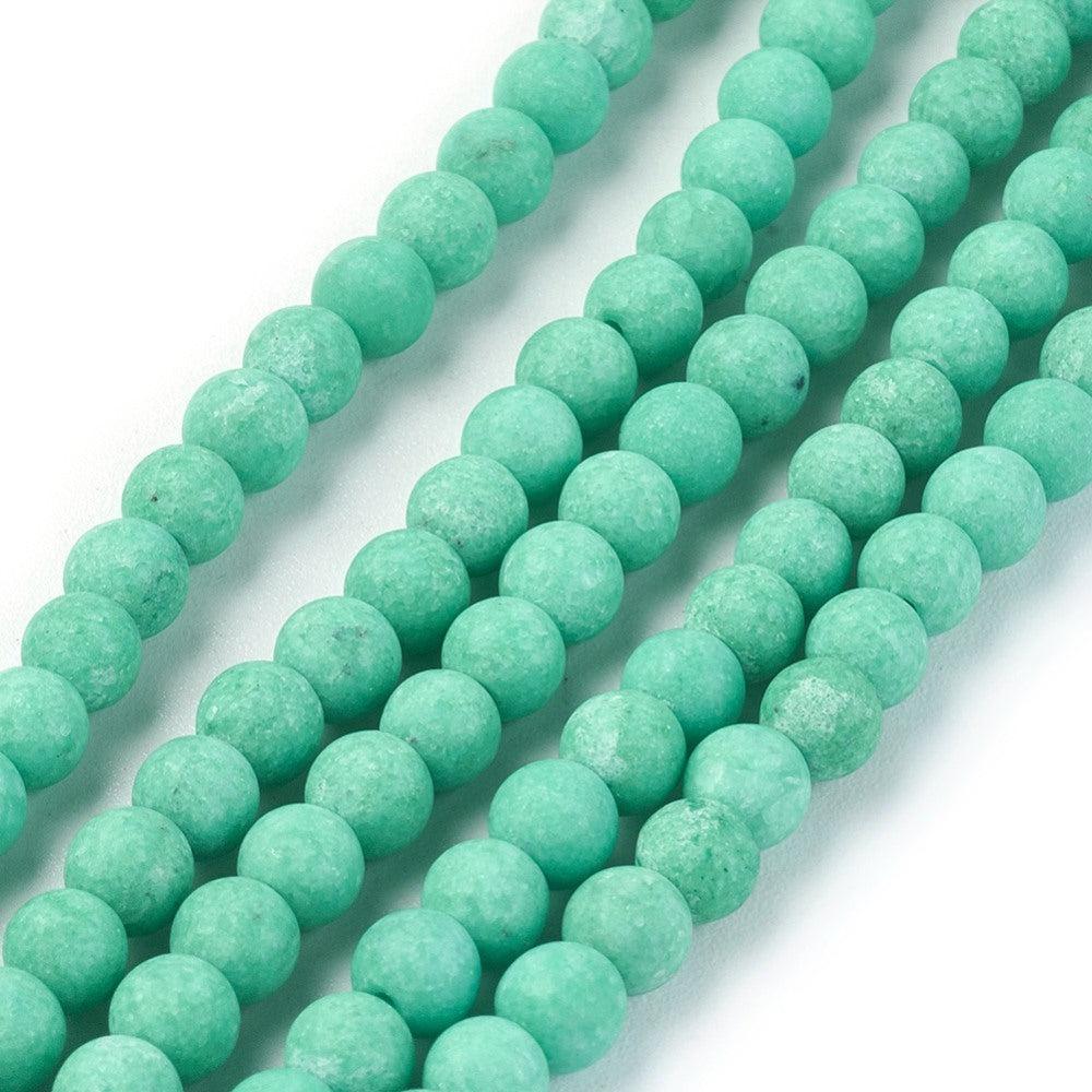 Edelsteen kraal rond jade mat turquoise groen 4mm - 20 stuks-Kralen-Kraaltjes van Renate