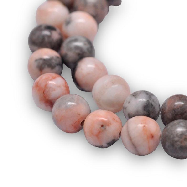 Edelsteen kraal rond zebra jasper roze 6mm - 15 stuks-Kralen-Kraaltjes van Renate