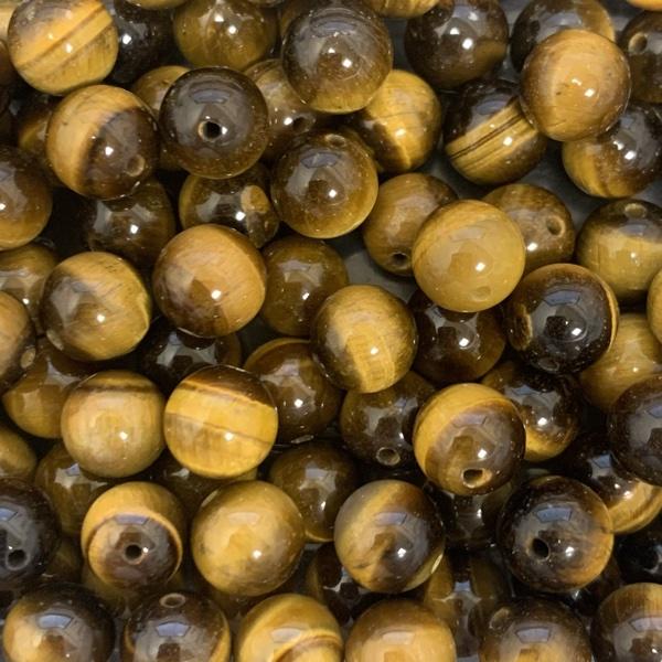 Edelsteen kraal tiger eye goldenrod rond 8mm-Kraaltjes van Renate