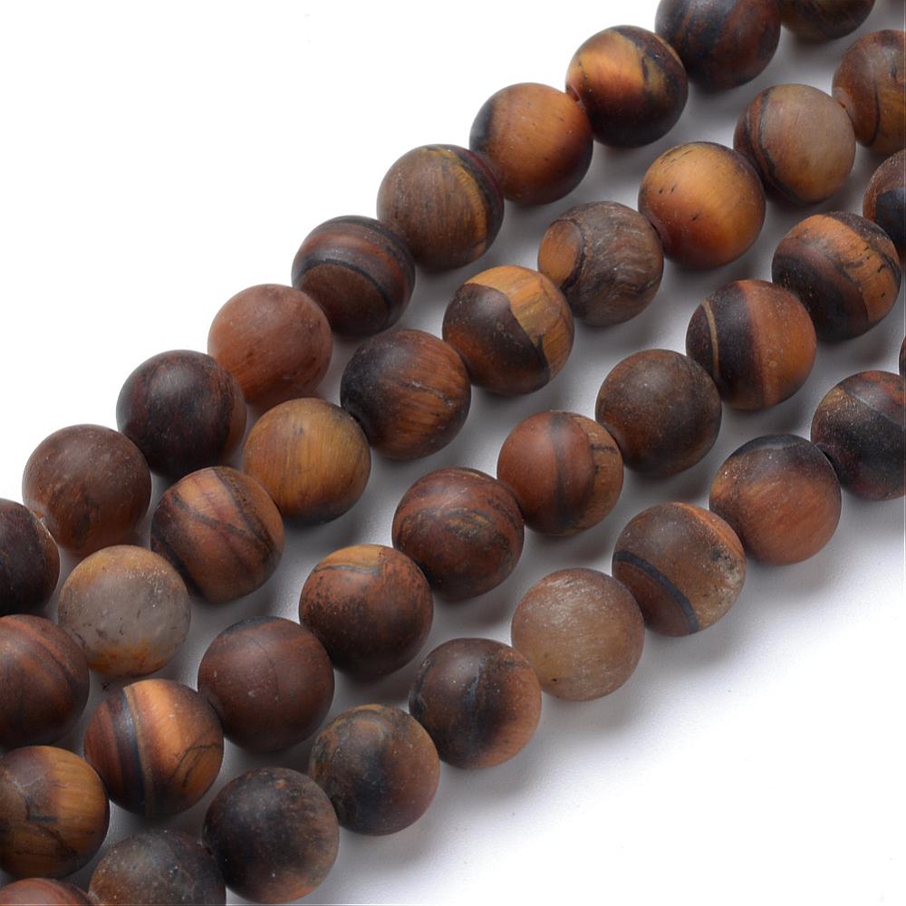 tijgeroog Rond Mat 6mm - 25 stuks-Kralen-Kraaltjes van Renate
