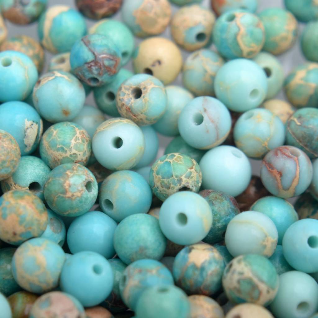 Edelsteen kraal turquoise blauw Regaliet rond 4mm - 10 stuks-Kraaltjes van Renate