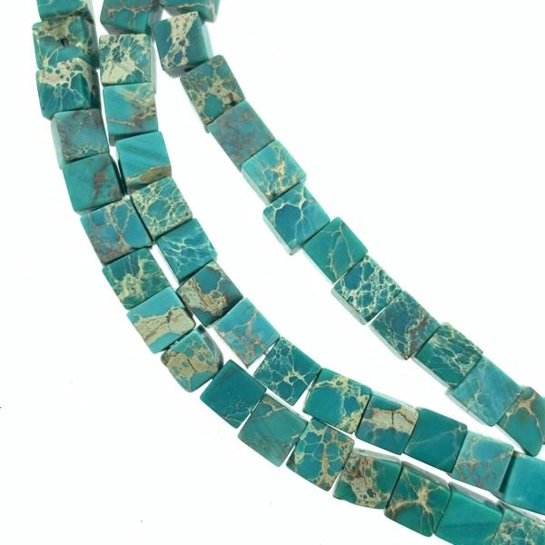Edelsteen kraal vierkant Imperial Jasper 4mm - 4 stuks-Kraaltjes van Renate