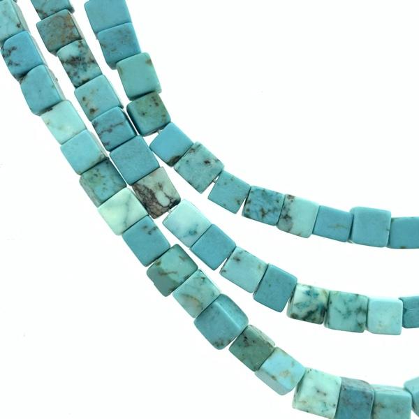 Edelsteen kraal vierkant Turquoise 4mm - 4 stuks-Kraaltjes van Renate