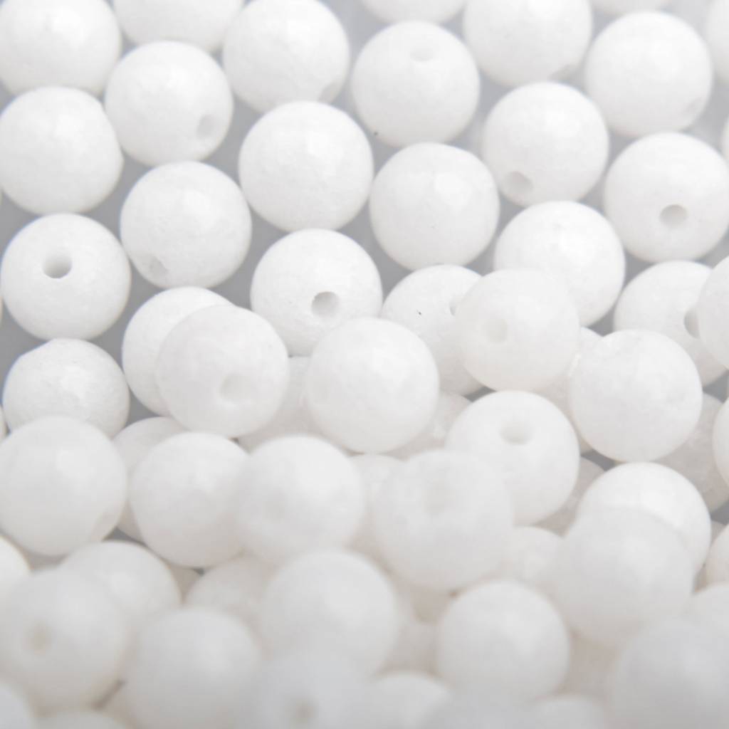 Edelsteen kraal witte Jade rond 4mm - 10 stuks-Kraaltjes van Renate