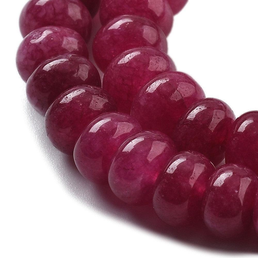 Edelsteen kralen Jade Donker roze 8x5mm- per stuk-Kralen-Kraaltjes van Renate