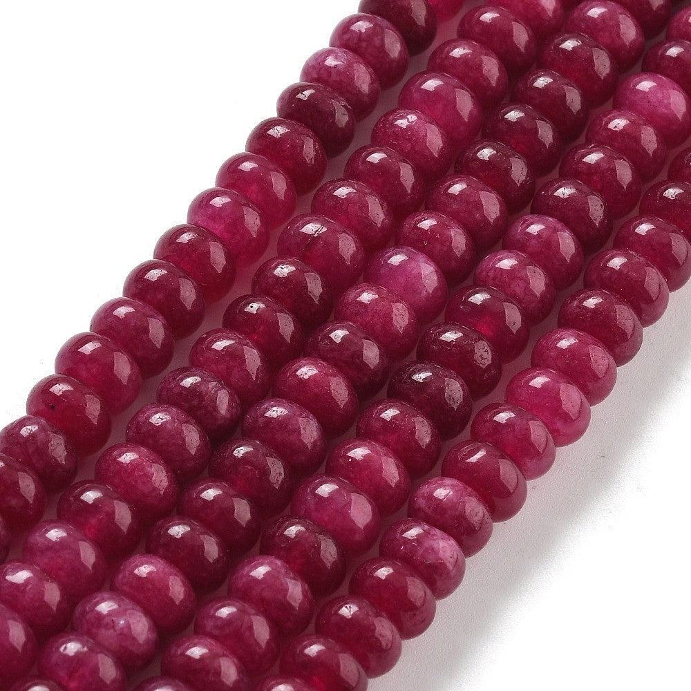 Edelsteen kralen Jade Donker roze 8x5mm- per stuk-Kralen-Kraaltjes van Renate