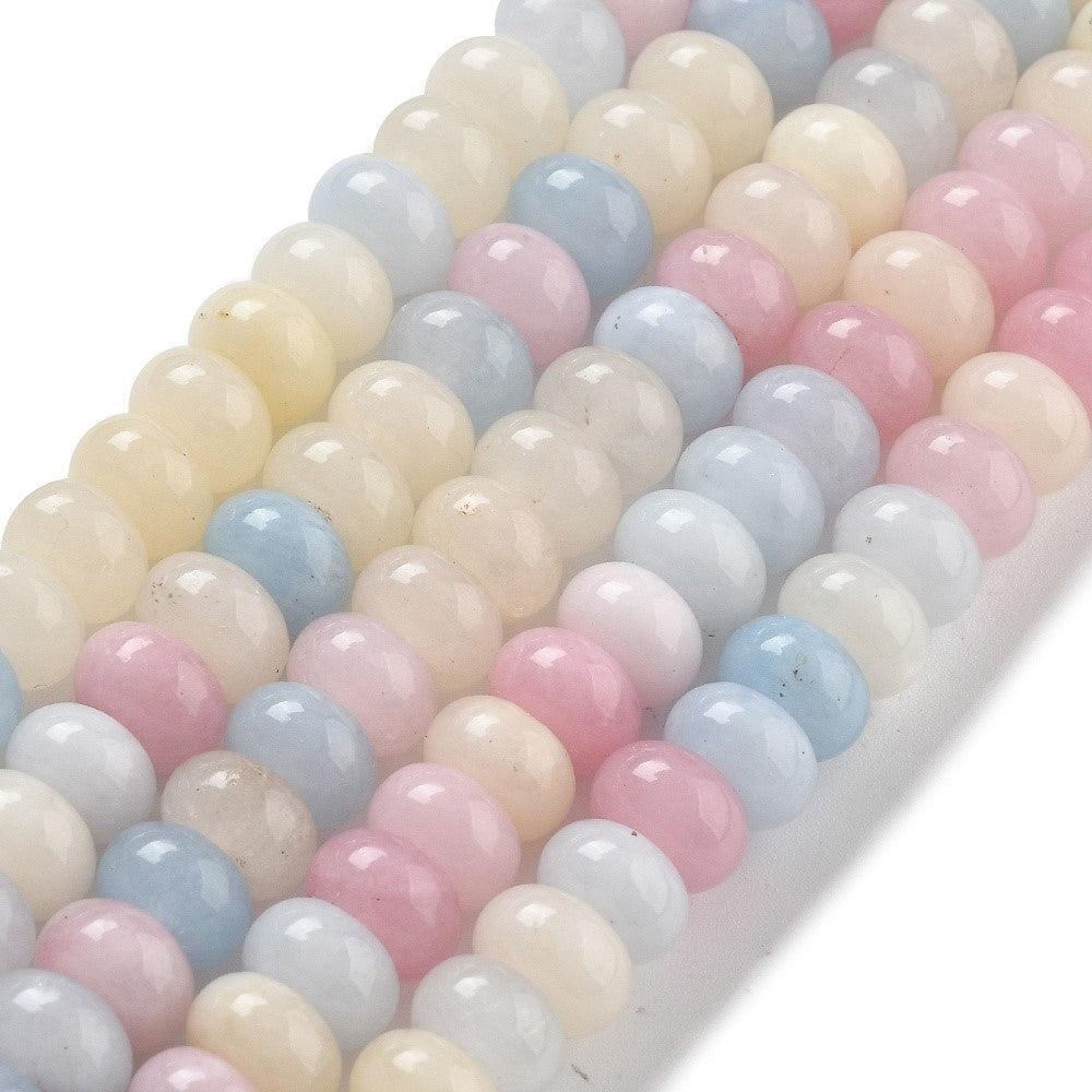 Edelsteen kralen Jade pastel mix 8x5mm- 10 stuks-Kralen-Kraaltjes van Renate