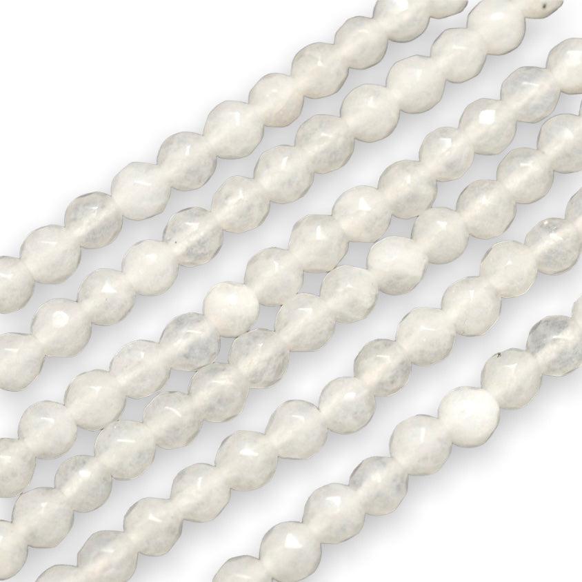 Edelsteen malaysia jade facet wit 4mm - 10 stuks-Kralen-Kraaltjes van Renate