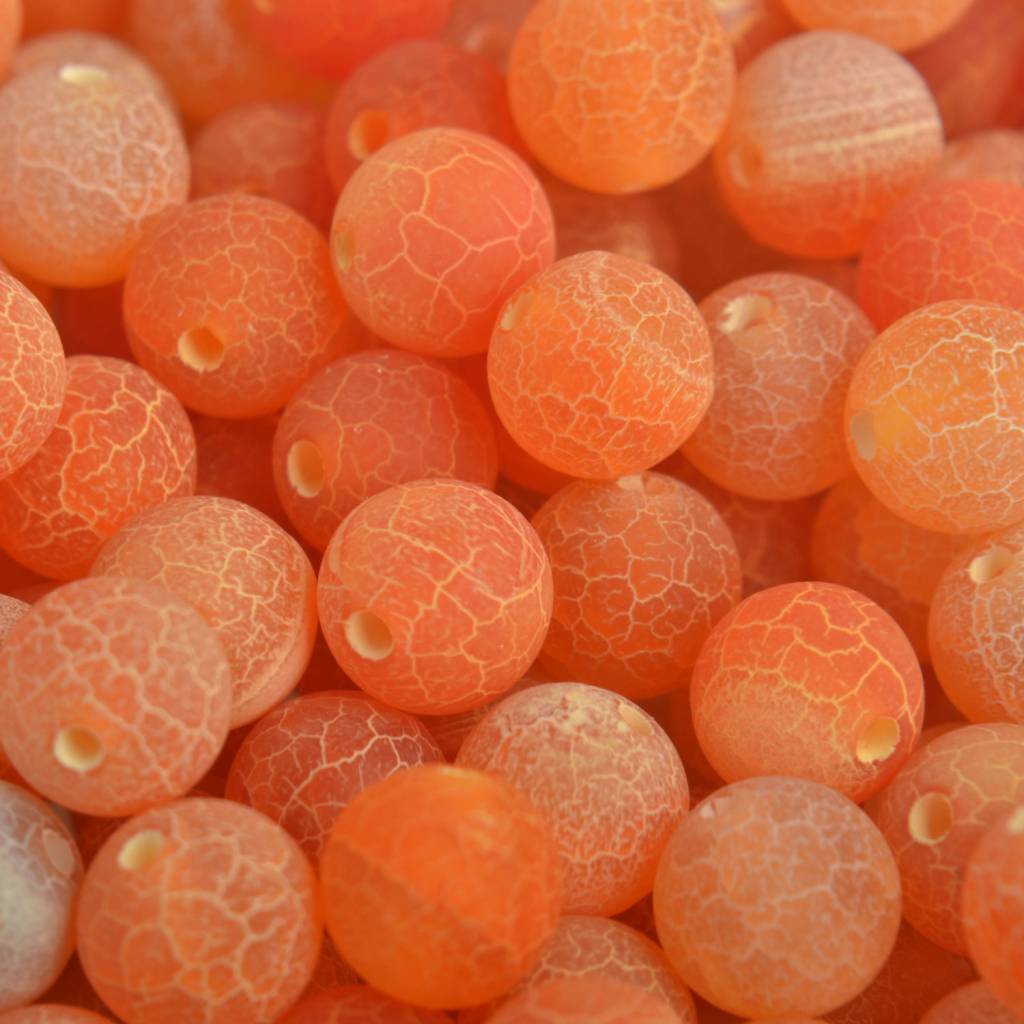 Edelsteen matte crackle agaat oranje kraal rond 8mm-Kraaltjes van Renate