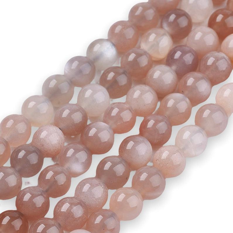 Edelsteen moonstone roze blush 6mm - 10 stuks-Kralen-Kraaltjes van Renate
