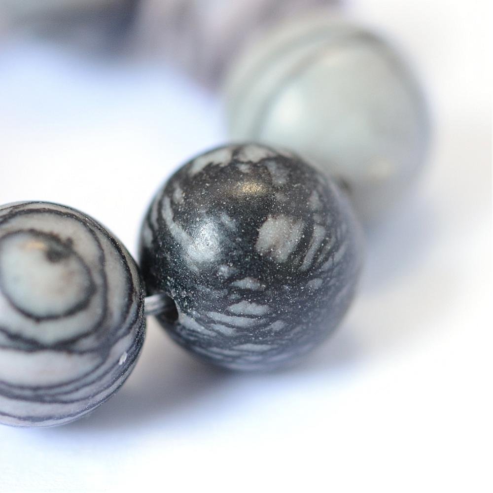 Edelsteen natural black silk stone grijs 6mm - 10 stuks-Kralen-Kraaltjes van Renate