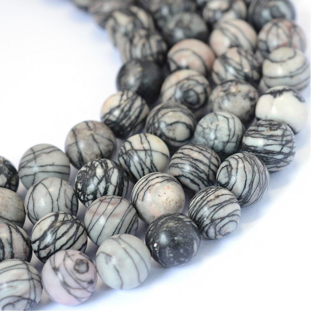 Edelsteen natural black silk stone grijs 6mm - 10 stuks-Kralen-Kraaltjes van Renate