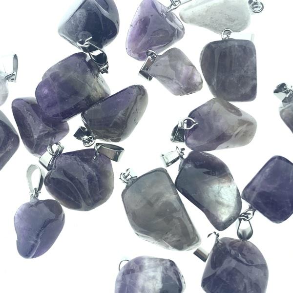 Edelsteen nugget Amethyst met haakje 15-35mm-Kraaltjes van Renate
