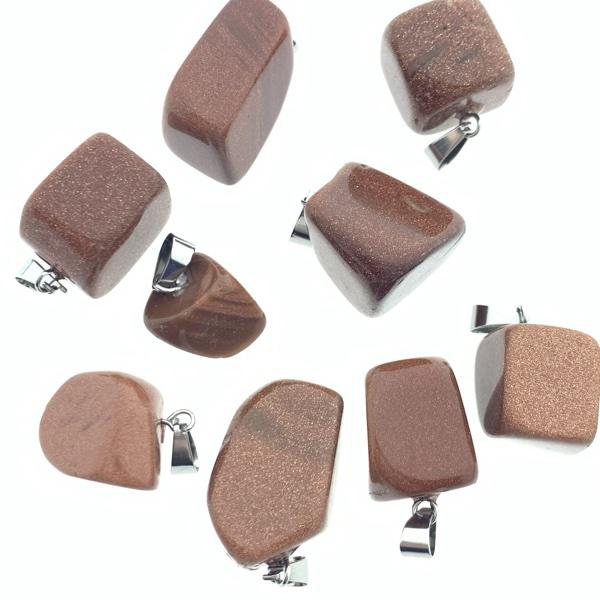 Edelsteen nugget Goldstone met haakje 15-35mm-Kraaltjes van Renate