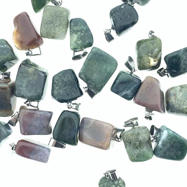 Edelsteen nugget Natural Indian Agate met RVS haakje 15-35mm-Kraaltjes van Renate