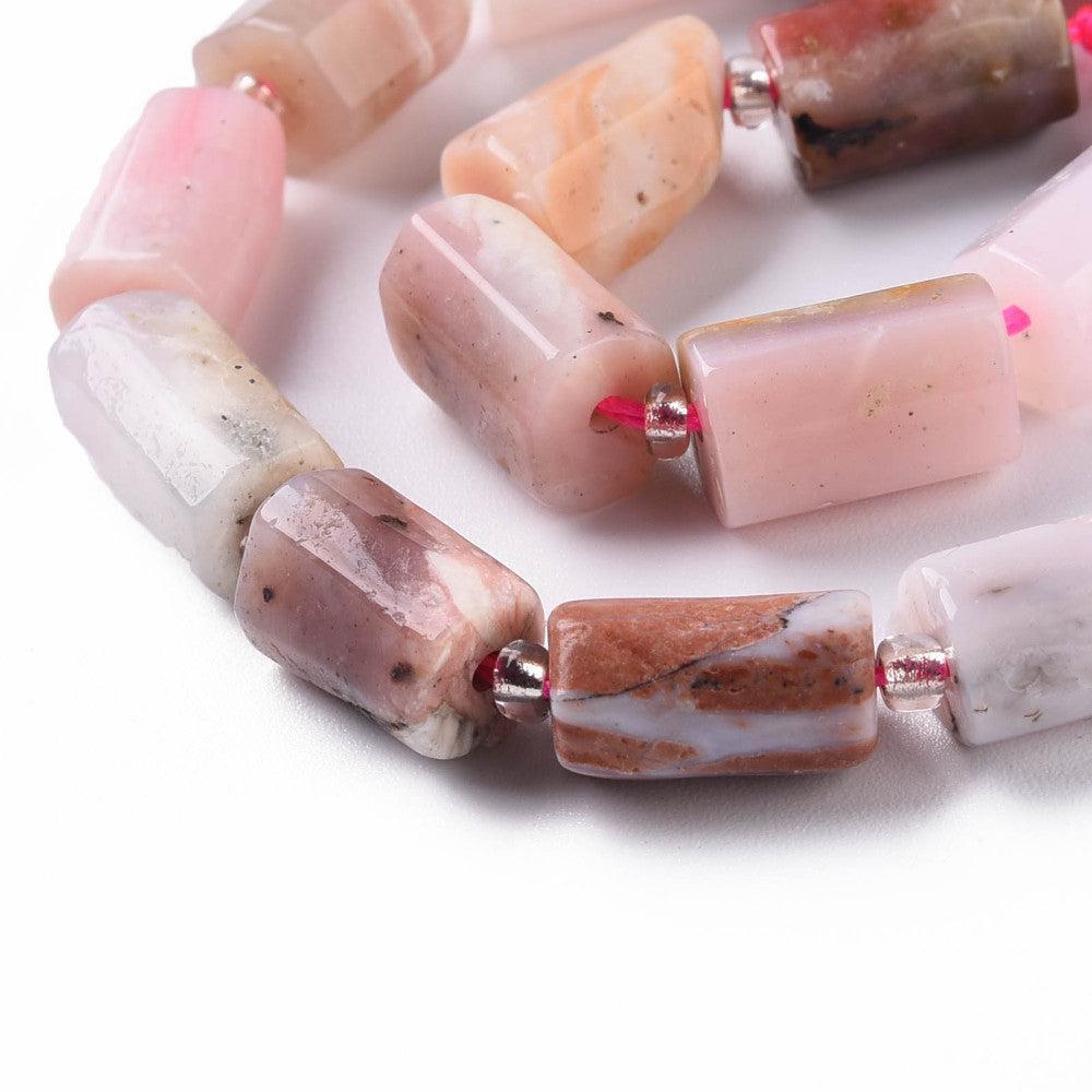 Edelsteen opaal tube facet Roze 10x6mm - per stuk-Kralen-Kraaltjes van Renate