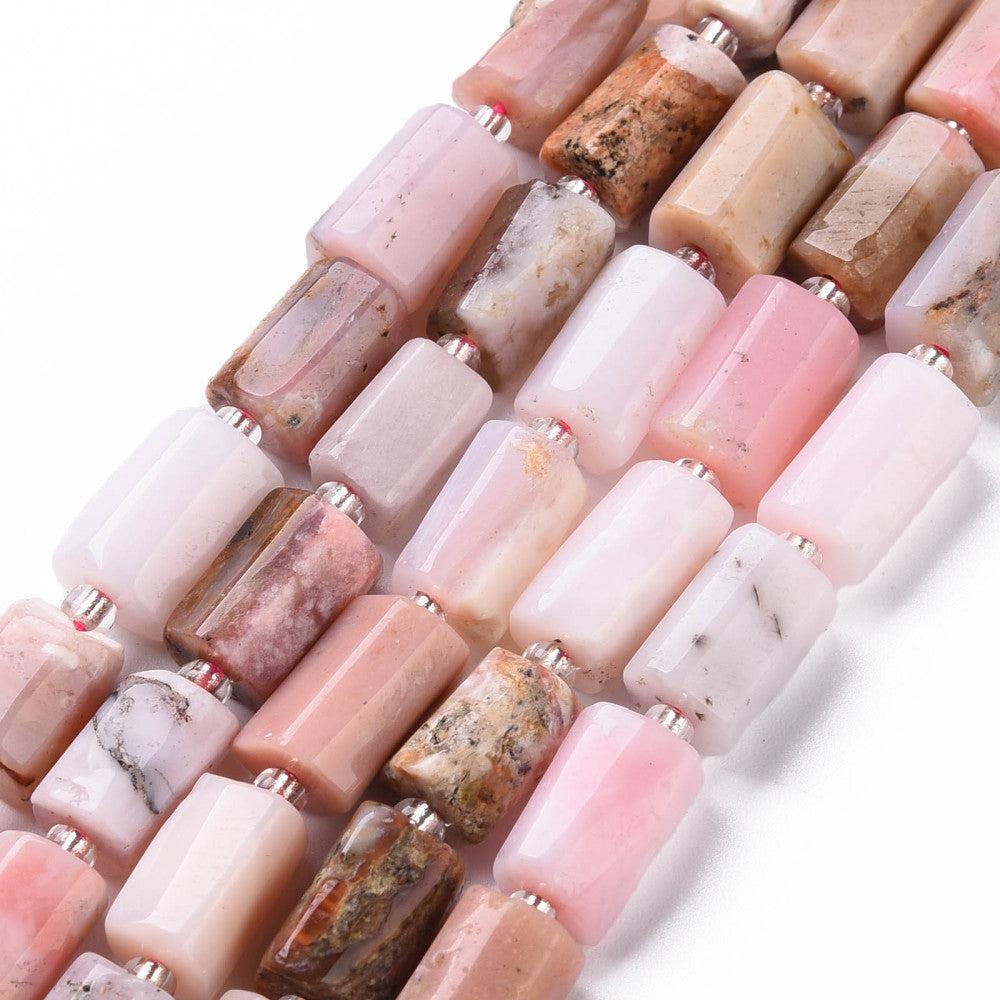 Edelsteen opaal tube facet Roze 10x6mm - per stuk-Kralen-Kraaltjes van Renate