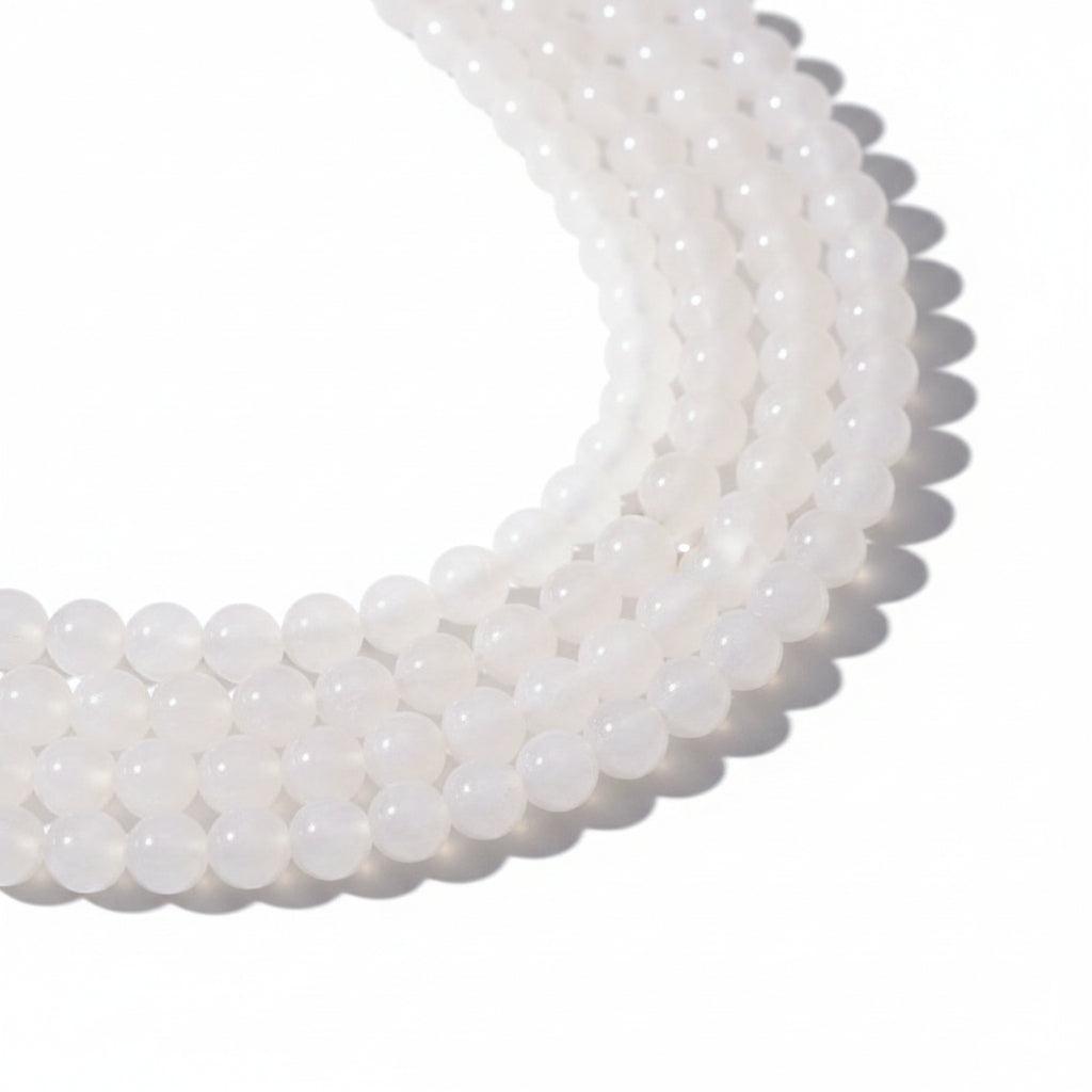 Edelsteen opaal witte jade kraal rond 4mm - per 20 stuks-Kralen-Kraaltjes van Renate