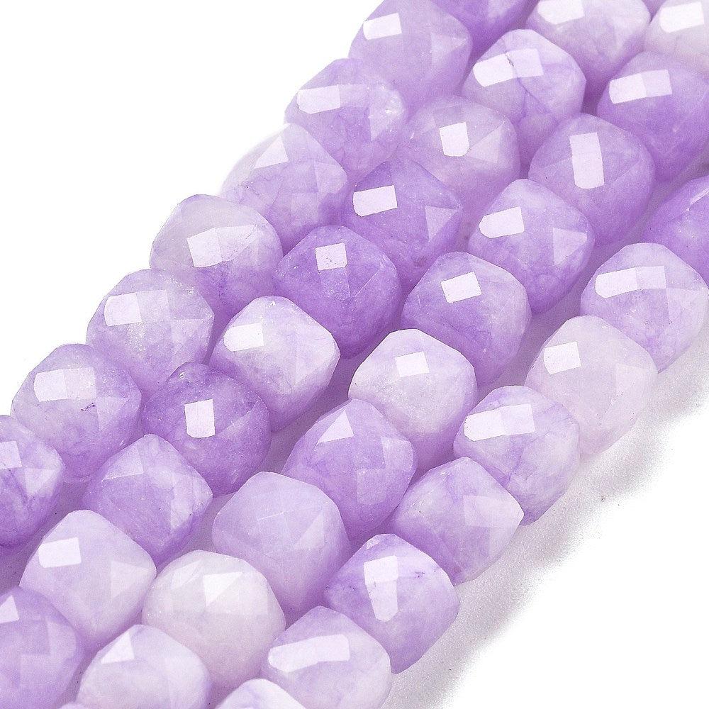Edelsteen quartz paars faceted cube 7mm- per stuk-Kralen-Kraaltjes van Renate