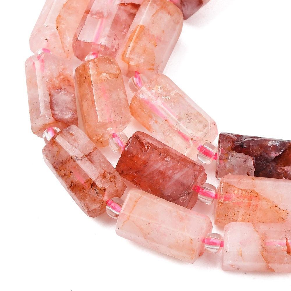 Edelsteen quartz tube facet Peach / bruin 10x6mm - per stuk-Kralen-Kraaltjes van Renate