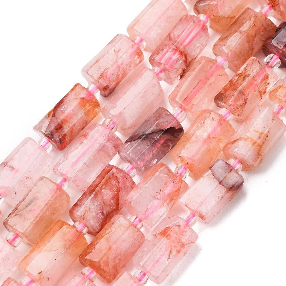 Edelsteen quartz tube facet Peach / bruin 10x6mm - per stuk-Kralen-Kraaltjes van Renate