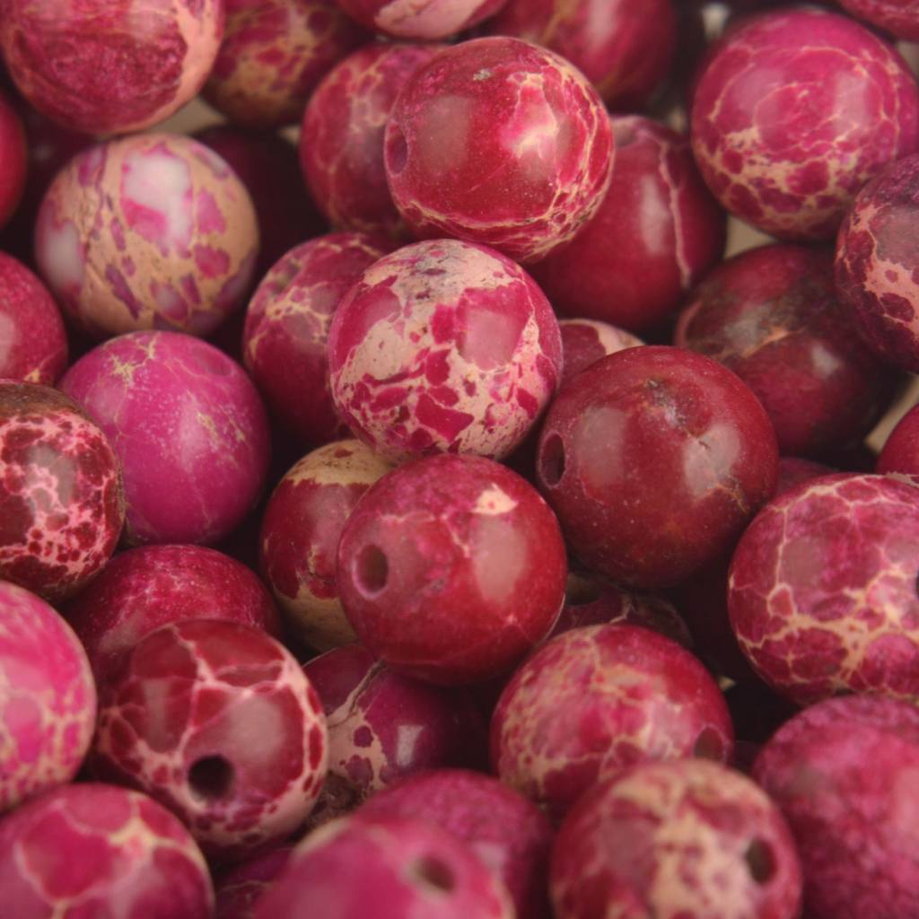 Edelsteen regalite jasper Fuchsia rood kraal rond 8mm-Kraaltjes van Renate