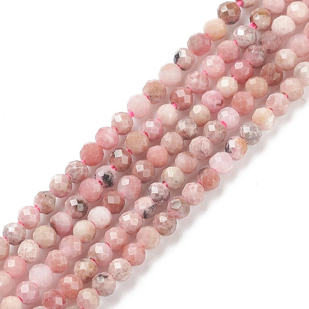 Edelsteen rhodonite faceted 3mm- ±30 stuks-bedels-Kraaltjes van Renate