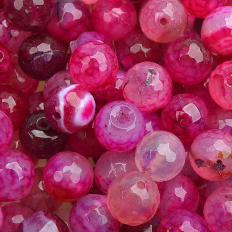 Edelsteen rond Crackle agaat fuchsia facet 10mm-Kraaltjes van Renate
