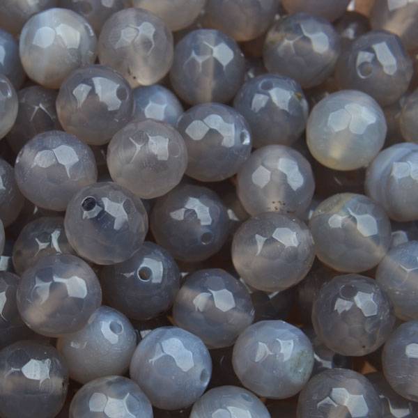 Edelsteen rond Facet agaat grijs 8mm-Kraaltjes van Renate
