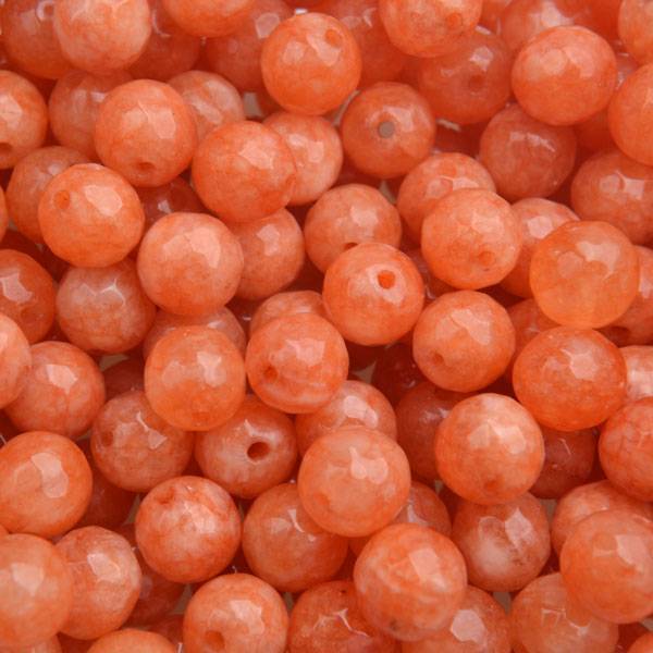 Edelsteen rond Faceted Jade orange 8mm-Kraaltjes van Renate