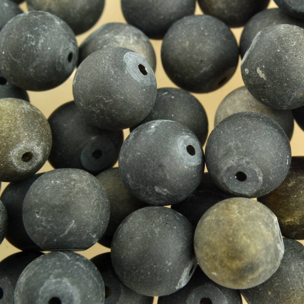 Edelsteen rond Frosted Gold sheen Obsidiaan 10mm-Kraaltjes van Renate