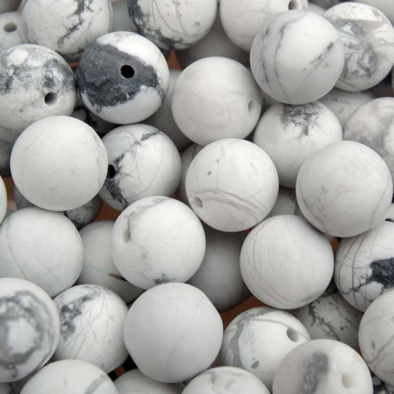 Edelsteen rond Frosted Howliet wit 10mm-Kraaltjes van Renate
