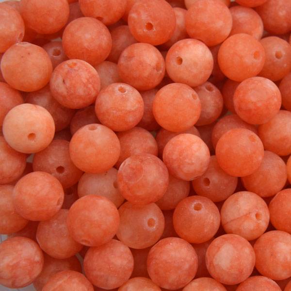 Edelsteen rond Frosted Jade orange 8mm-Kraaltjes van Renate
