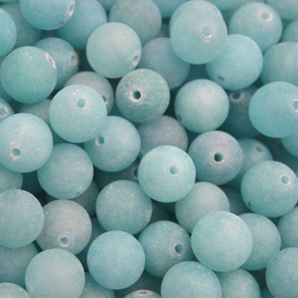 Edelsteen rond Frosted Jade turquoise blue 8mm-Kraaltjes van Renate