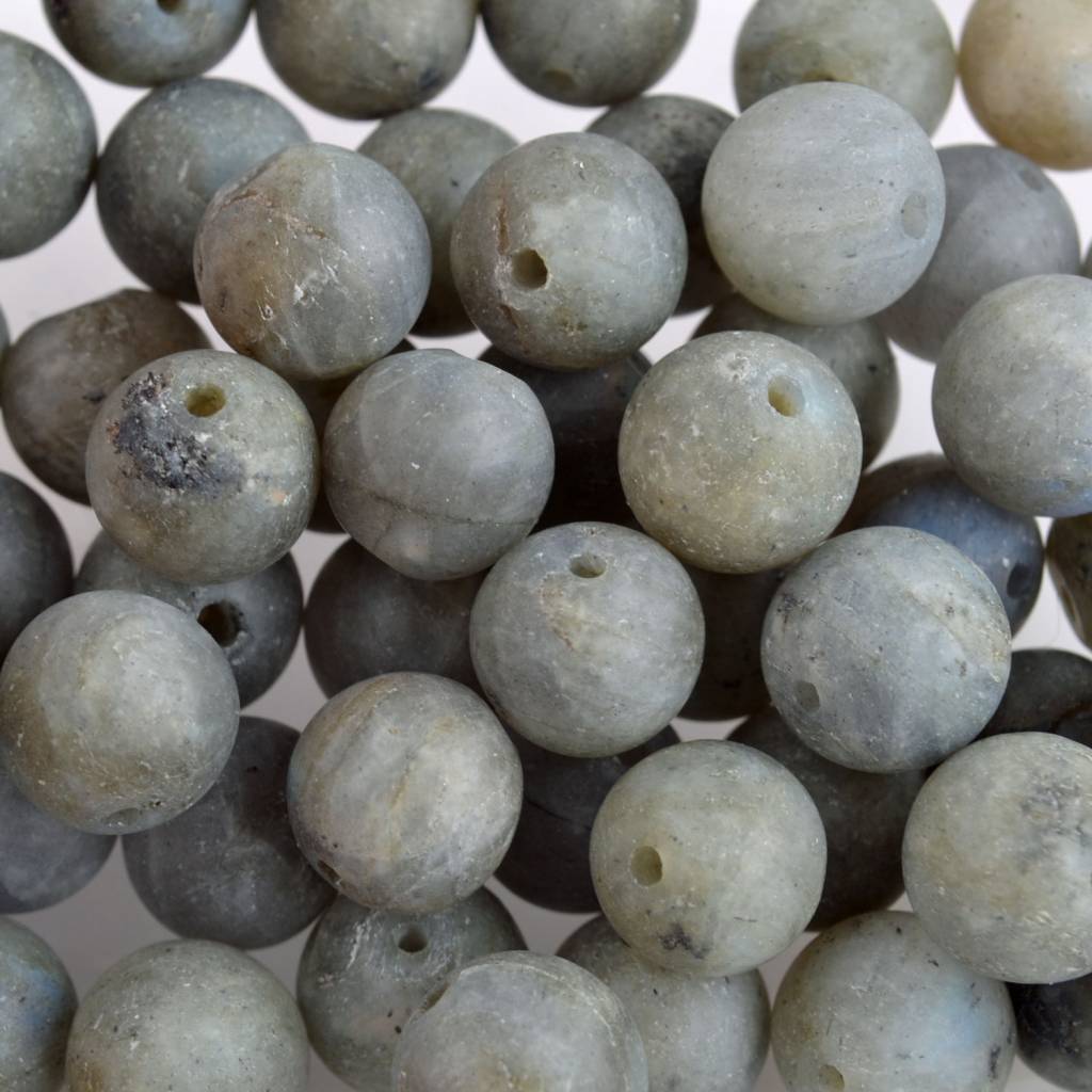 Edelsteen rond Frosted Labradoriet groen grijs 10mm-Kraaltjes van Renate