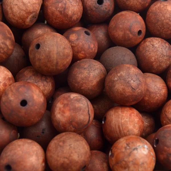 Edelsteen rond Frosted orange brown red Agaat 10mm-Kraaltjes van Renate