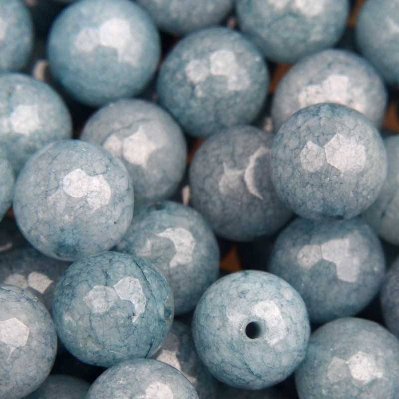 Edelsteen rond Jade blauw facet 10mm-Kraaltjes van Renate