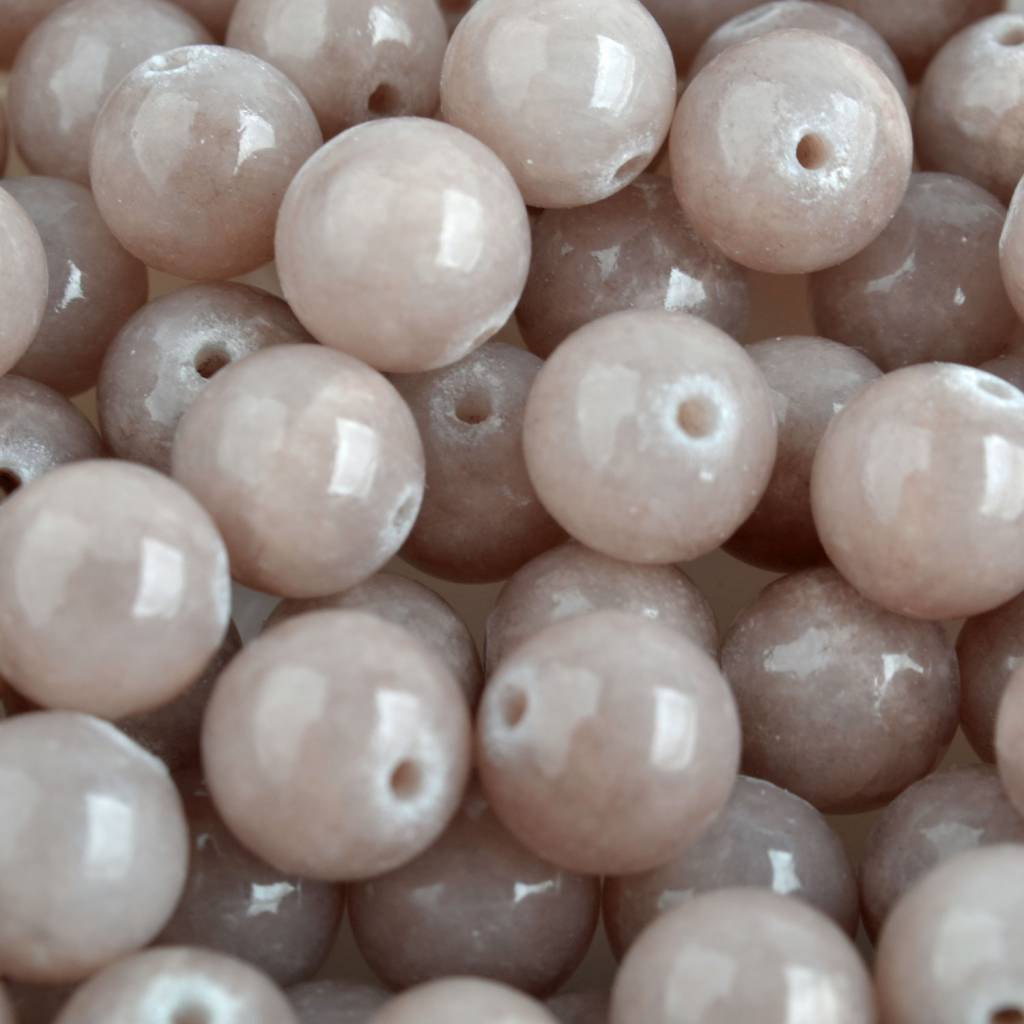 Edelsteen rond Jade camel bruin 10mm-Kraaltjes van Renate