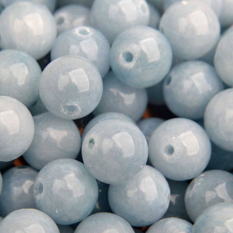 Edelsteen rond Jade licht blauw 10mm-Kraaltjes van Renate