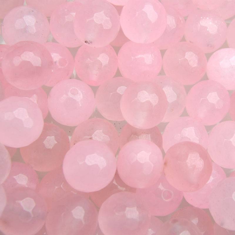 Edelsteen rond Jade licht roze facet 10mm-Kraaltjes van Renate
