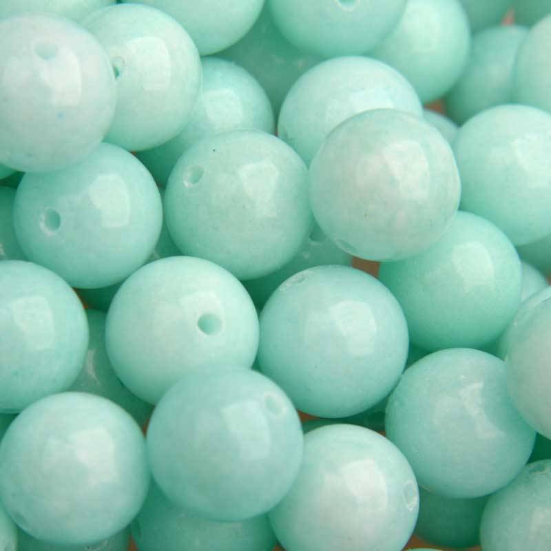 Edelsteen rond Jade licht turquoise 10mm-Kraaltjes van Renate