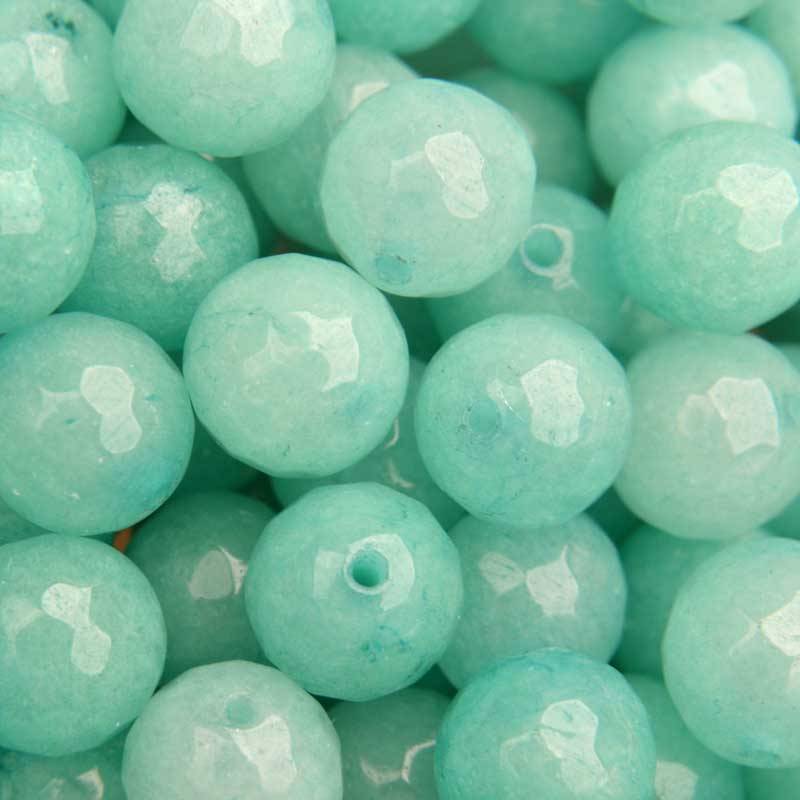 Edelsteen rond Jade turquoise facet 10mm-Kraaltjes van Renate