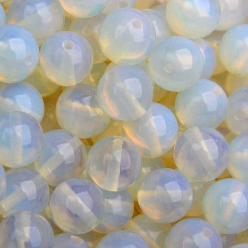Edelsteen rond Jade white opal 10mm-Kraaltjes van Renate