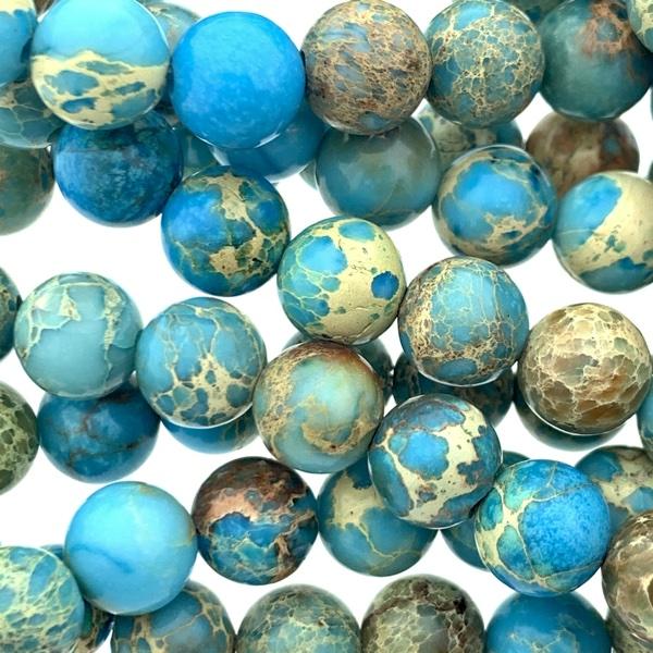 Edelsteen rond Natural Imperial Jasper turquoise 8mm-Kraaltjes van Renate