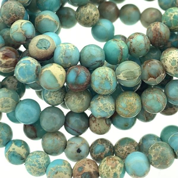 Edelsteen rond Natural Imperial Jasper lichtblauw 4mm - 10 stuks-Kraaltjes van Renate