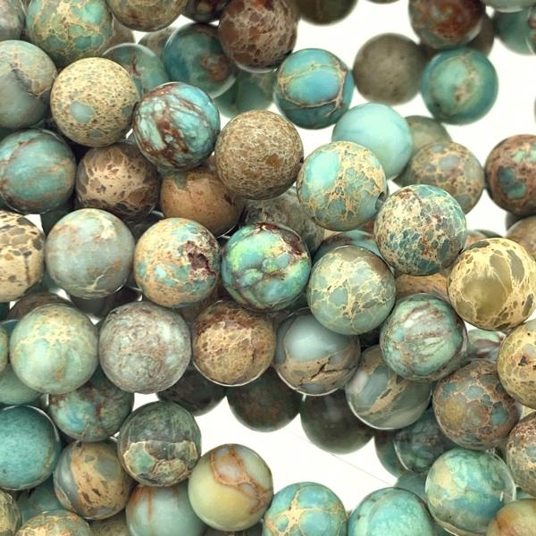 Edelsteen rond Natural Imperial Jasper lichtblauw 8mm-Kraaltjes van Renate